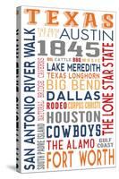 Texas - Typography-Lantern Press-Stretched Canvas