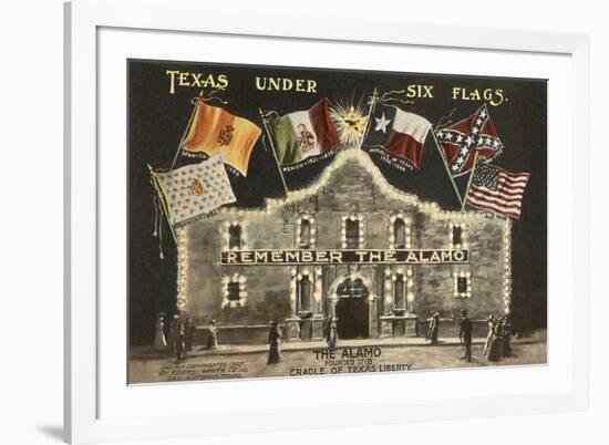 Texas under Six Flags, Alamo, San Antonio, Texas-null-Framed Art Print