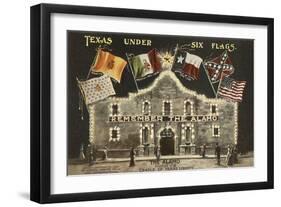 Texas under Six Flags, Alamo, San Antonio, Texas-null-Framed Art Print