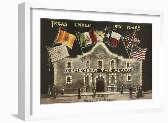 Texas under Six Flags, Alamo, San Antonio, Texas-null-Framed Art Print