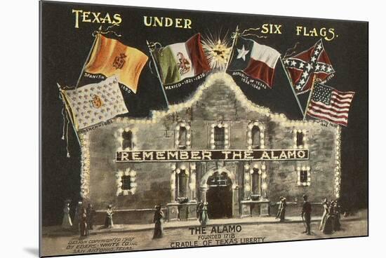 Texas under Six Flags, Alamo, San Antonio, Texas-null-Mounted Premium Giclee Print