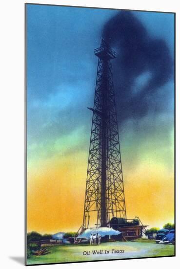 Texas - View of an Oil Well That Has Struck Oil, c.1952-Lantern Press-Mounted Art Print