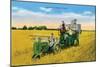 Texas - View of Farmers Harvesting Grain on a John Deere Tractor, c.1940-Lantern Press-Mounted Art Print