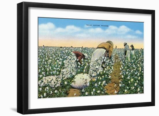 Texas - View of People Picking Texan Cotton, c.1940-Lantern Press-Framed Art Print