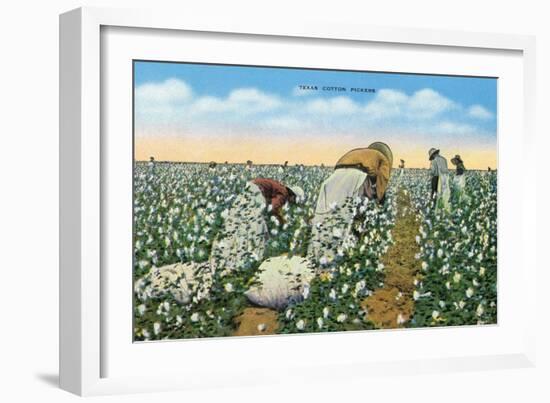 Texas - View of People Picking Texan Cotton, c.1940-Lantern Press-Framed Art Print