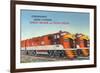 Texas - View of the Frisco Meteor and Texas Special Trains-Lantern Press-Framed Premium Giclee Print