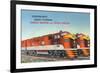 Texas - View of the Frisco Meteor and Texas Special Trains-Lantern Press-Framed Premium Giclee Print