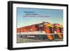 Texas - View of the Frisco Meteor and Texas Special Trains-Lantern Press-Framed Art Print