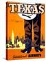 "Texas" Vintage Travel Poster, International Airways-Piddix-Stretched Canvas