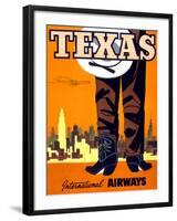 "Texas" Vintage Travel Poster, International Airways-Piddix-Framed Art Print