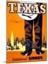 "Texas" Vintage Travel Poster, International Airways-Piddix-Mounted Art Print