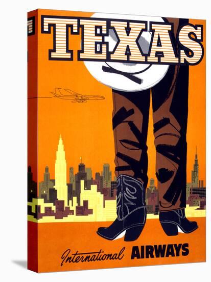 "Texas" Vintage Travel Poster, International Airways-Piddix-Stretched Canvas