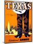 "Texas" Vintage Travel Poster, International Airways-Piddix-Mounted Art Print