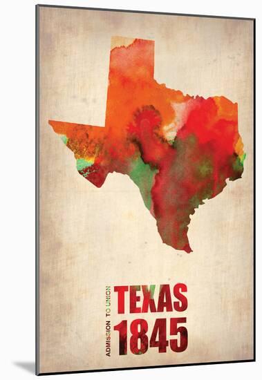 Texas Watercolor Map-NaxArt-Mounted Poster