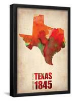 Texas Watercolor Map-NaxArt-Framed Poster