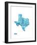 Texas Watercolor Map-Michael Tompsett-Framed Art Print