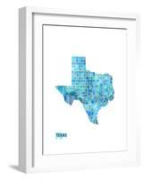 Texas Watercolor Map-Michael Tompsett-Framed Art Print