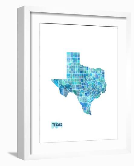 Texas Watercolor Map-Michael Tompsett-Framed Art Print