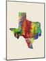 Texas Watercolor Map-Michael Tompsett-Mounted Art Print