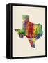 Texas Watercolor Map-Michael Tompsett-Framed Stretched Canvas