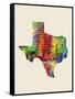 Texas Watercolor Map-Michael Tompsett-Framed Stretched Canvas