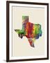 Texas Watercolor Map-Michael Tompsett-Framed Art Print