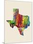 Texas Watercolor Map-Michael Tompsett-Mounted Art Print