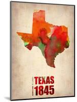 Texas Watercolor Map-NaxArt-Mounted Art Print