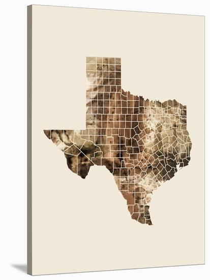 Texas Watercolor Map-Michael Tompsett-Stretched Canvas