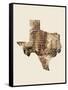 Texas Watercolor Map-Michael Tompsett-Framed Stretched Canvas