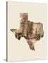 Texas Watercolor Map-Michael Tompsett-Stretched Canvas