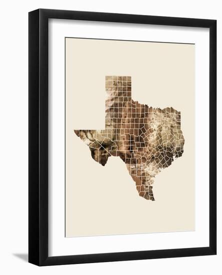 Texas Watercolor Map-Michael Tompsett-Framed Art Print