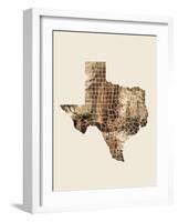 Texas Watercolor Map-Michael Tompsett-Framed Art Print