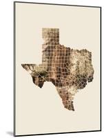 Texas Watercolor Map-Michael Tompsett-Mounted Art Print