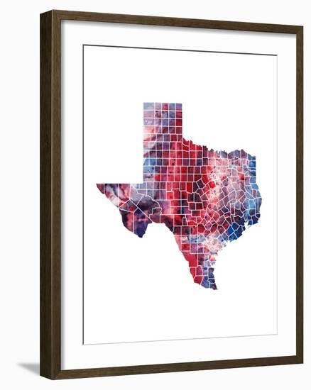 Texas Watercolor Map-Michael Tompsett-Framed Art Print