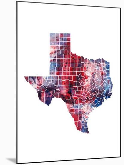 Texas Watercolor Map-Michael Tompsett-Mounted Art Print