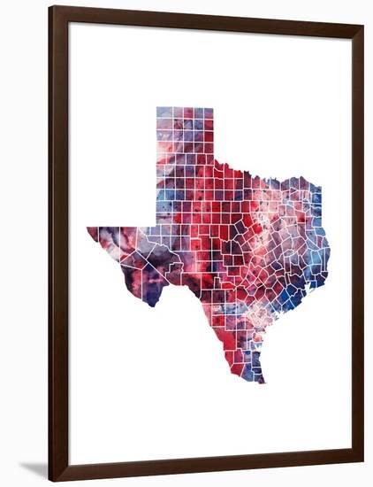 Texas Watercolor Map-Michael Tompsett-Framed Art Print