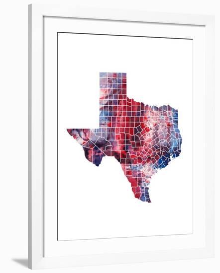 Texas Watercolor Map-Michael Tompsett-Framed Art Print