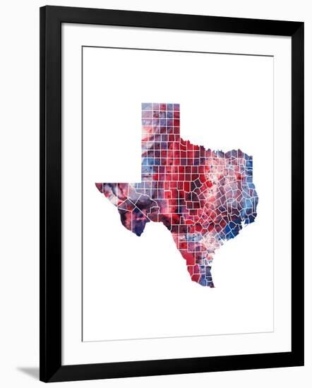 Texas Watercolor Map-Michael Tompsett-Framed Art Print