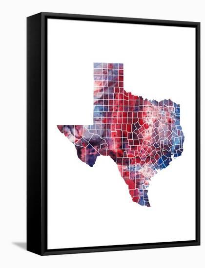 Texas Watercolor Map-Michael Tompsett-Framed Stretched Canvas
