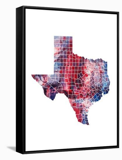 Texas Watercolor Map-Michael Tompsett-Framed Stretched Canvas