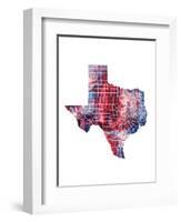 Texas Watercolor Map-Michael Tompsett-Framed Art Print