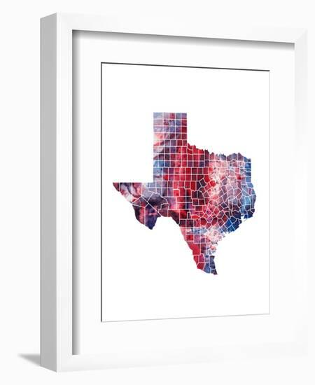 Texas Watercolor Map-Michael Tompsett-Framed Art Print