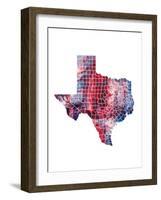 Texas Watercolor Map-Michael Tompsett-Framed Art Print