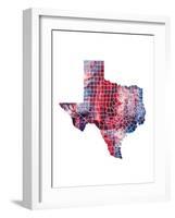 Texas Watercolor Map-Michael Tompsett-Framed Art Print