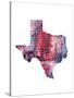 Texas Watercolor Map-Michael Tompsett-Stretched Canvas