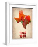 Texas Watercolor Map-NaxArt-Framed Art Print