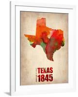 Texas Watercolor Map-NaxArt-Framed Art Print