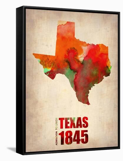 Texas Watercolor Map-NaxArt-Framed Stretched Canvas