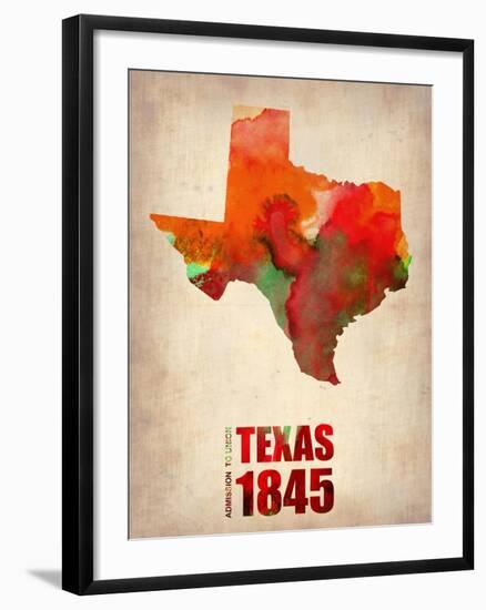 Texas Watercolor Map-NaxArt-Framed Art Print